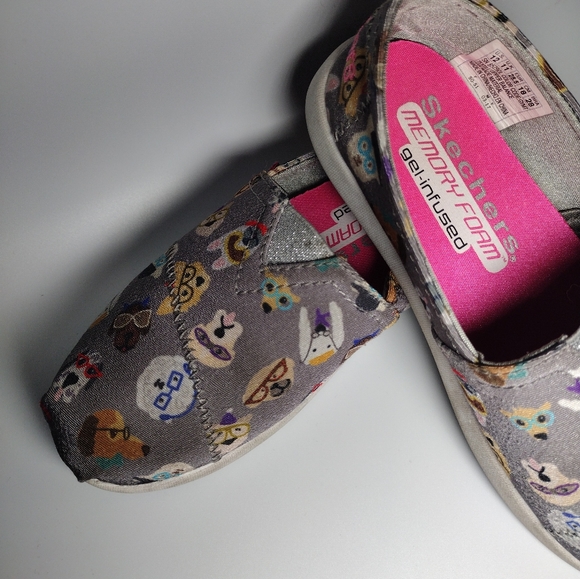 Sketchers Bobs from Skechers Girls Dogs pattern memory foam US 12 UK 11.Euc - Picture 4 of 6